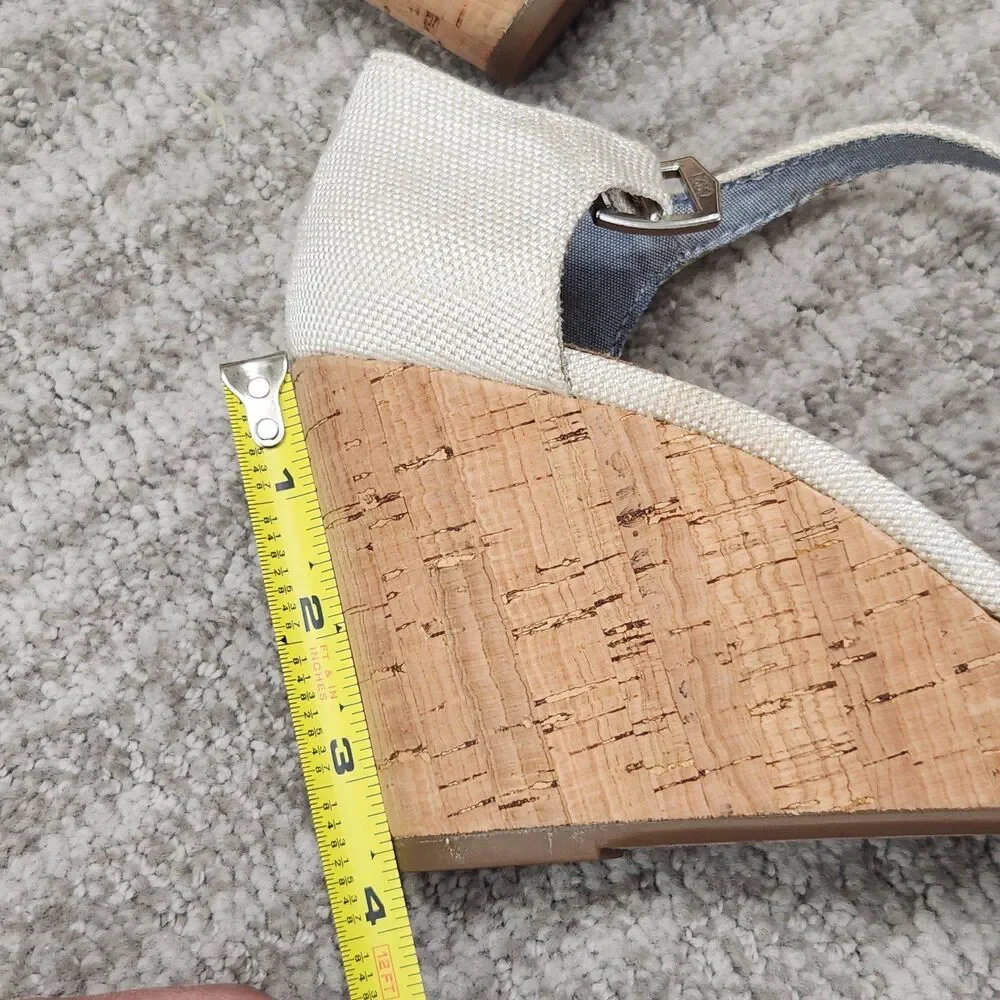 TOMS women's Sienna wedge sandals ivory white cork size 9